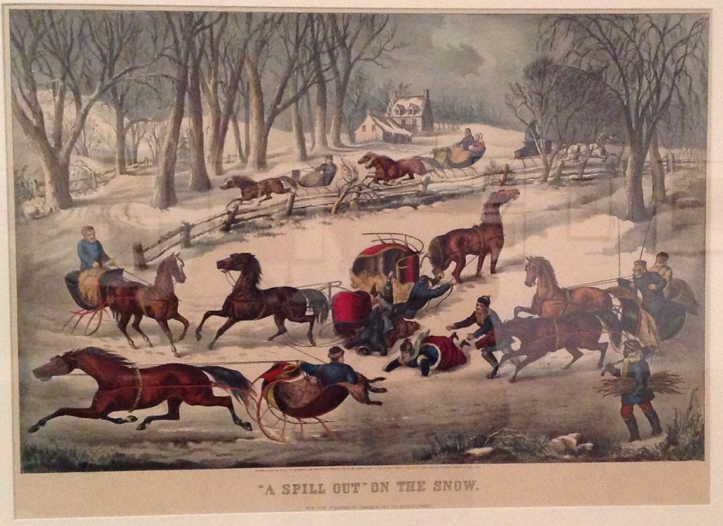 Currier & Ives "A Spill Out on the Snow" 1876