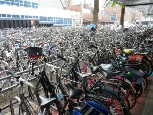bicycles at the central train station in Amsterdam